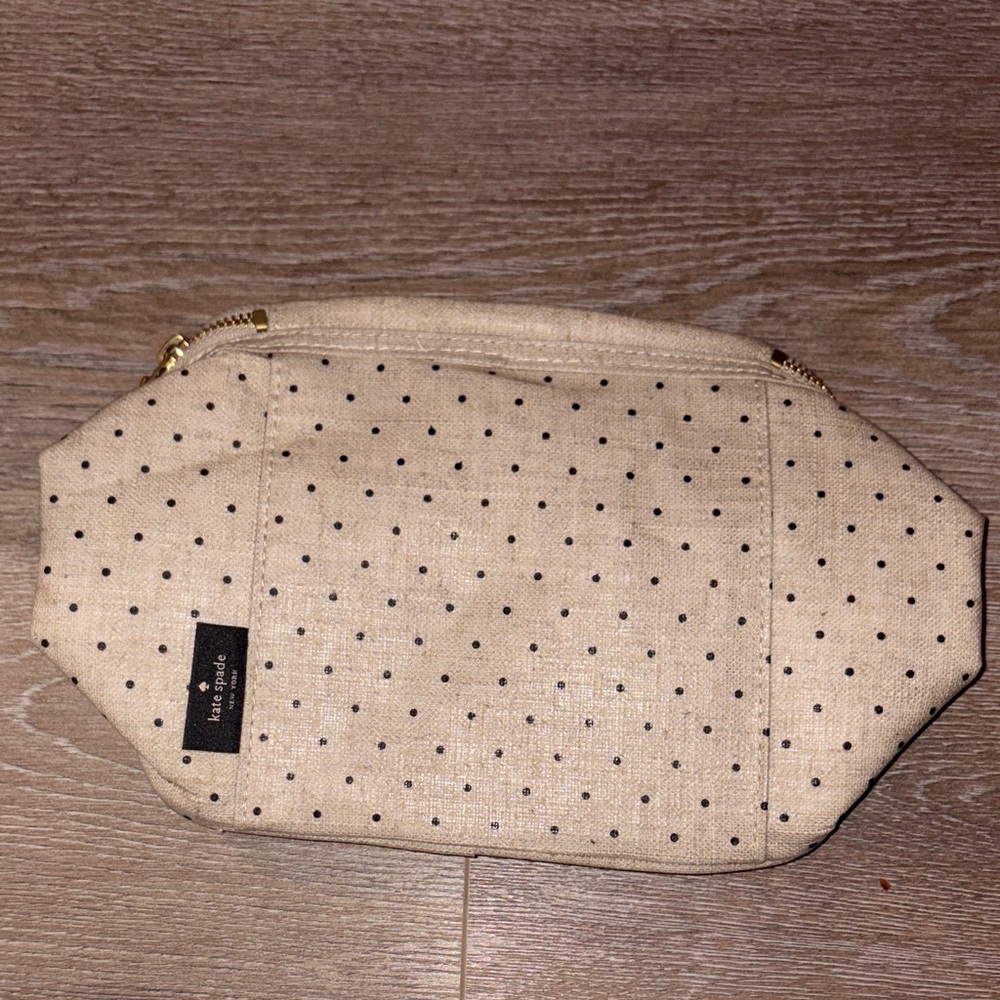 Kate Spade Tan Lunch Bag/Pouch with Black Dots New